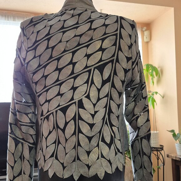 Unique leather on sheer woman jacket. - Picture 2 of 4